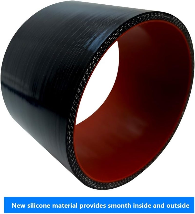 KDP 2.25" ID Straight Silicone Hose Coupler with 2 SS304 Worm Clamps, High Temp 4-Ply Reinforced 5MM Wall 3.0" Length(Qty 1) For Pipes Connecting Black - Image 4